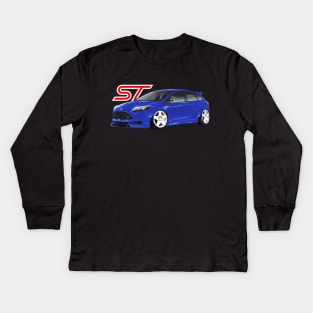 Focus ST Mk3 Performance Blue Hot hatch Kids Long Sleeve T-Shirt